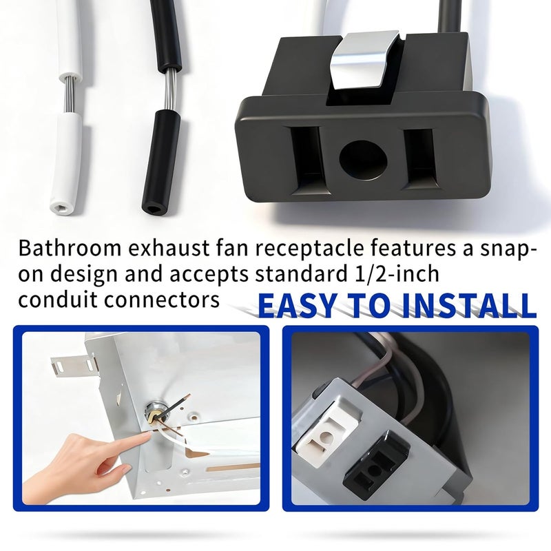 DZQPPC S99270748 15A16AWG Receptacle for Broan Exhaust Fan Bathroom Vent Fans Receptacle Replacement Applicable for Bathroom Ventilation Air Conditioning Systems - Image 4